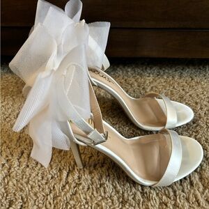 White open toe heels with bows size 8
